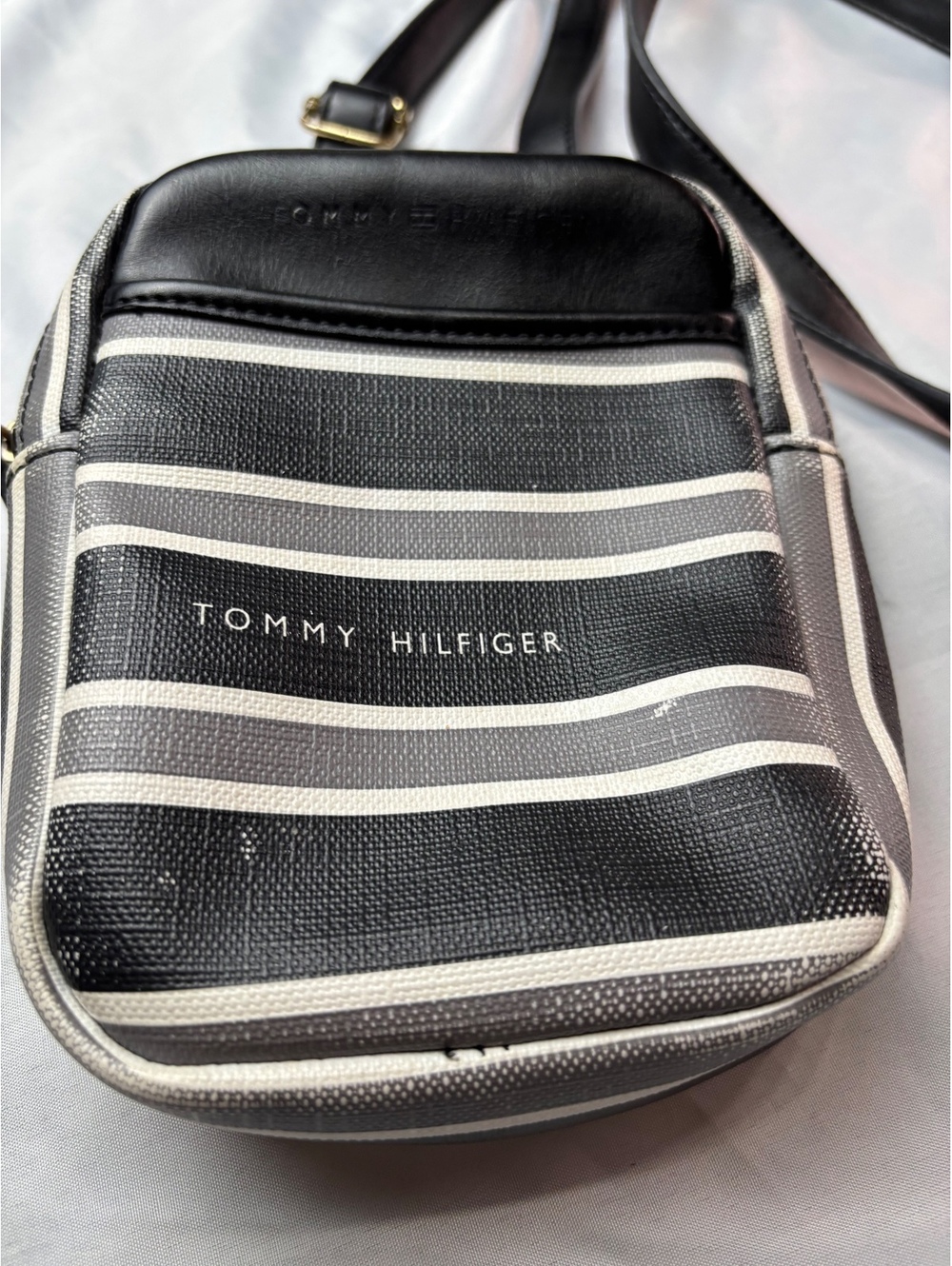 Tommy Hilfiger Black and White Striped Crossbody Bag - Picture 3 of 9